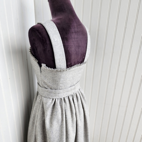 Banana Republic Gray Wool Jewel Yellow Wide Straps Dress Belted Petite 4P - Picture 12 of 16